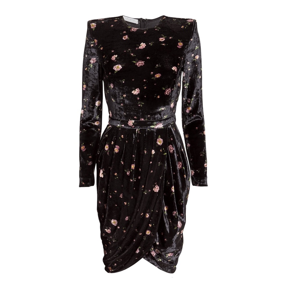 EUC Philosophy di Lorenzo Serafini - Velvet mini holiday party dress tulip hem